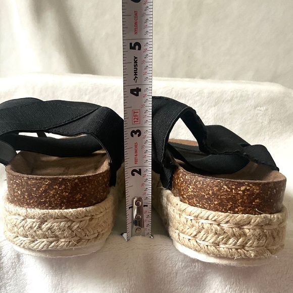 Black Pierre Dumas Jute Espadrille Platform Ankle Strap Sandals Size 6 - Picture 12 of 14